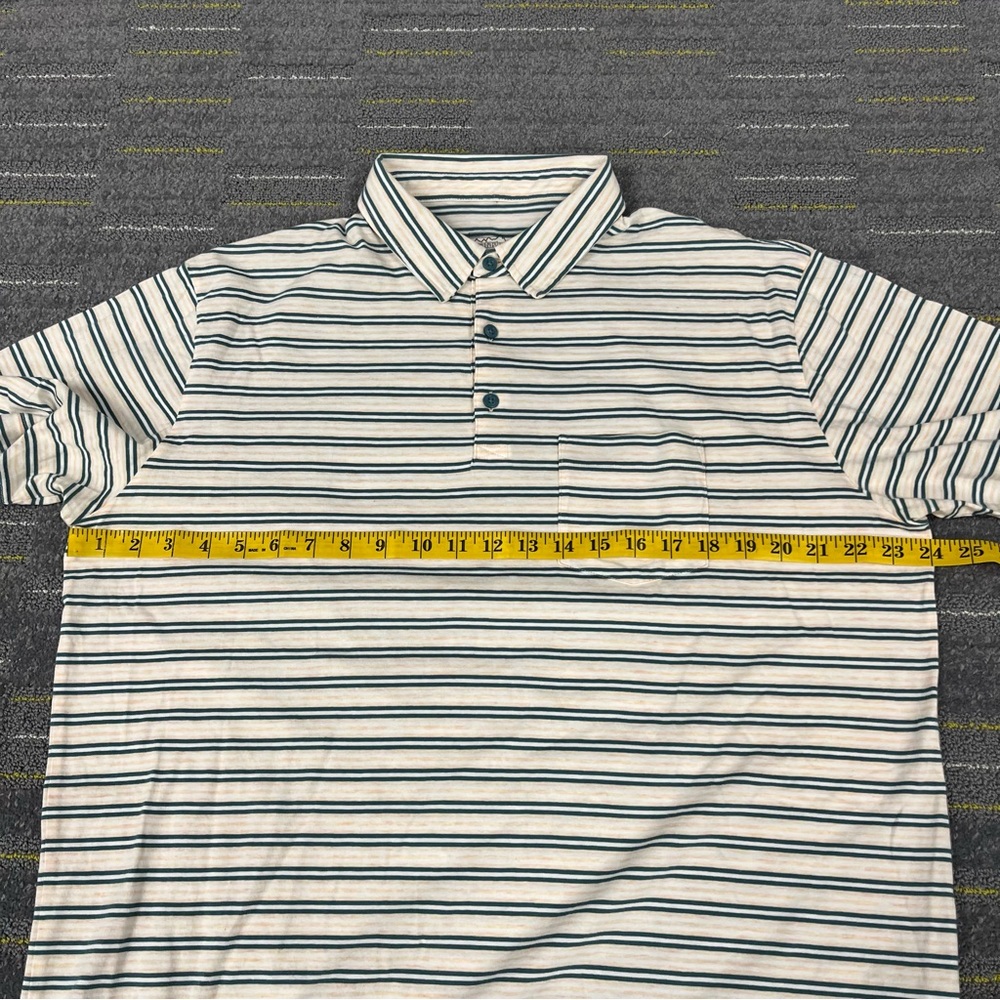 Patagonia Men's Squeaky Clean Polo Size XL Tan Green Striped Preppy Cotton EUC - Picture 9 of 9